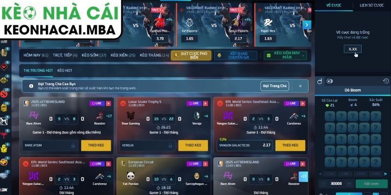 Cược kèo esports tổng số